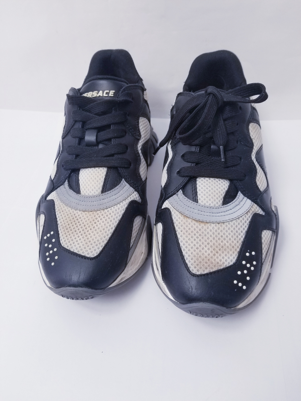 Versace Black and White Mesh Runner Sneakers